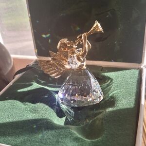 Swarovski Gold and Clear Crystal Angel with Trumpet
